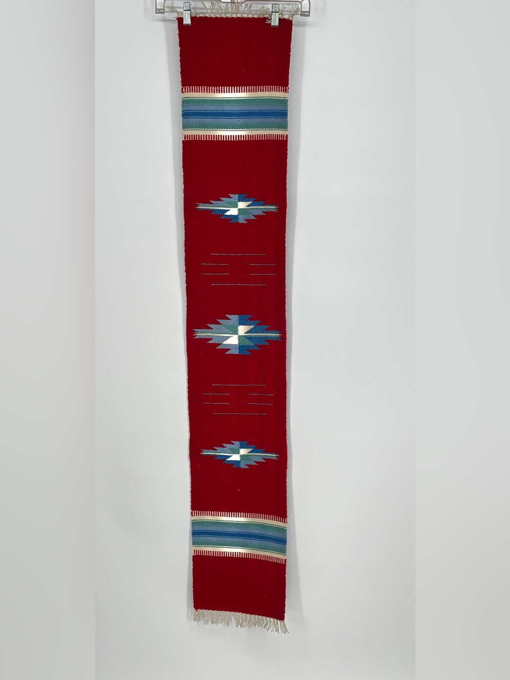 Vintage Ortega's Chimayo Handwoven Wool Southwest Table Runner 58”